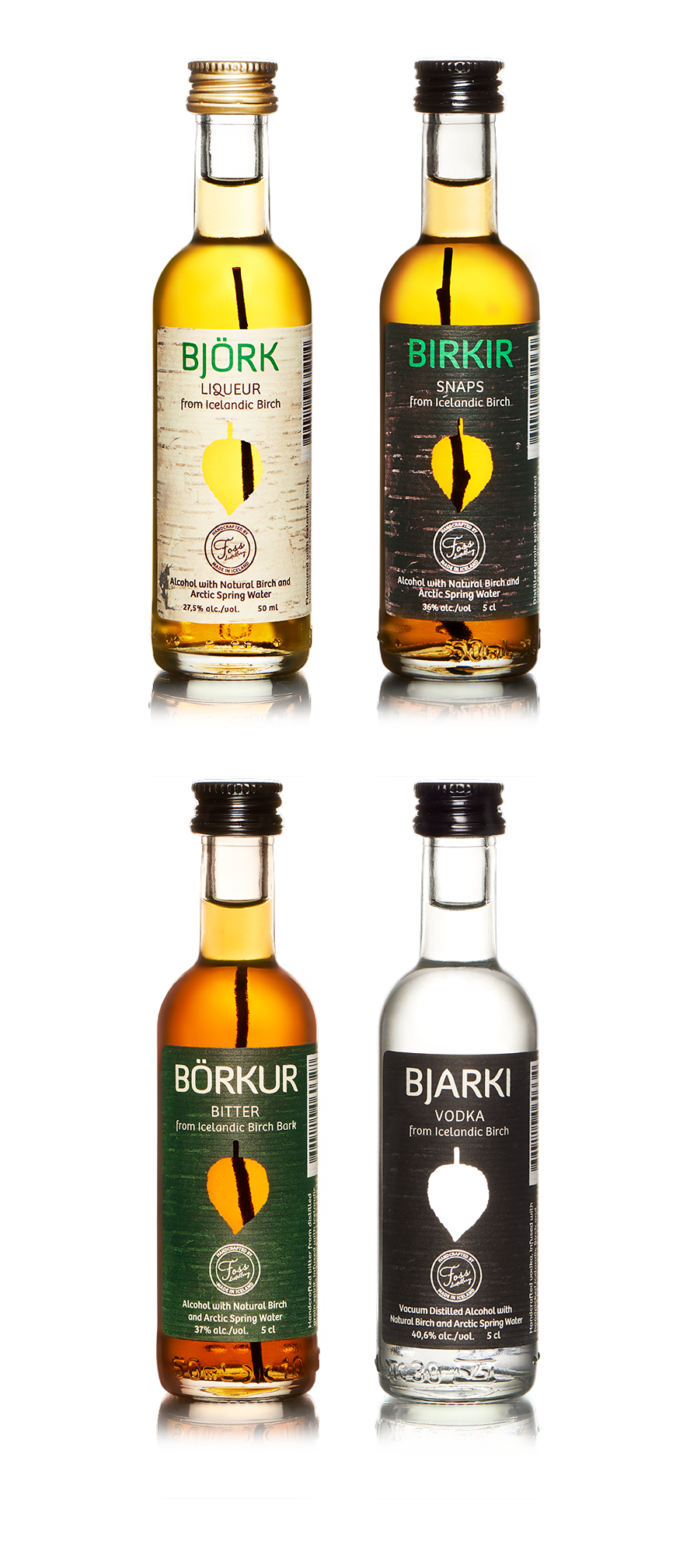 Foss Distillery Björk, Birkir, Börkur and Bjarki Miniatures